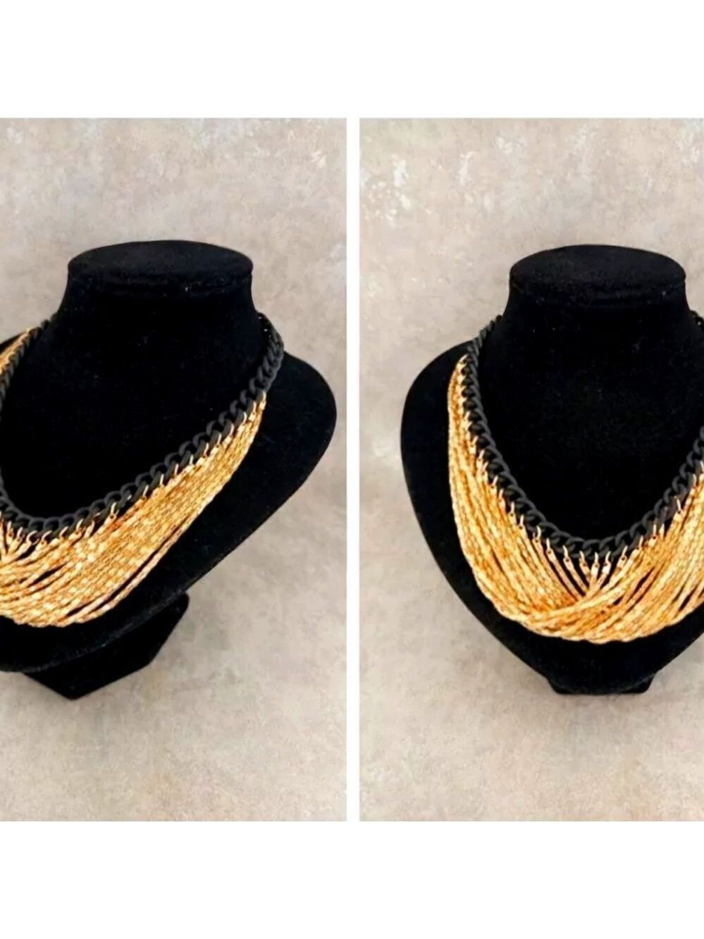 Guess Two-Tone Chain Swag Tassel Statement Necklace NWOT - Picture 4 of 4